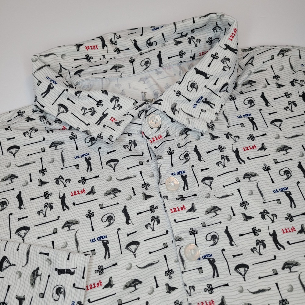 U.S. Open Polo Shirt Mens XL White Excellent 121st Anniversary Golf Novelty